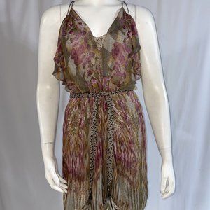 Of Two Minds Mini Silk Dress V Neck Sleeveless Siz